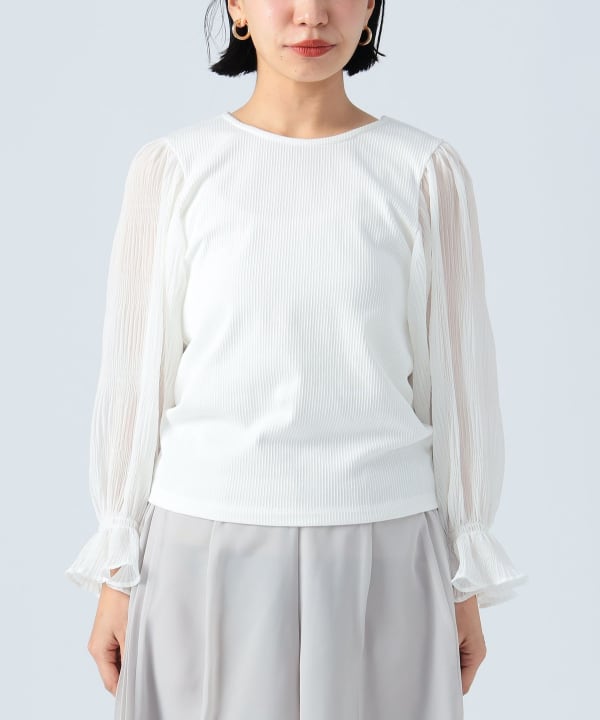 BEAMS HEART（ビームス ハート）袖プリーツ カットソー（Tシャツ