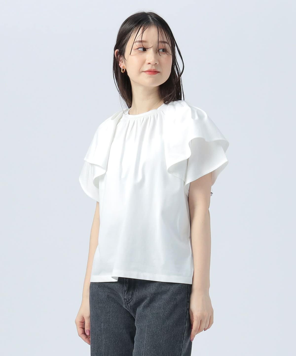 袖フリル プルオーバー シャツ・ブラウス WOMEN OFF WHITE ONE SIZE 袖フリル プルオーバー シャツ・ブラウス WOMEN OFF WHITE ONE SIZE