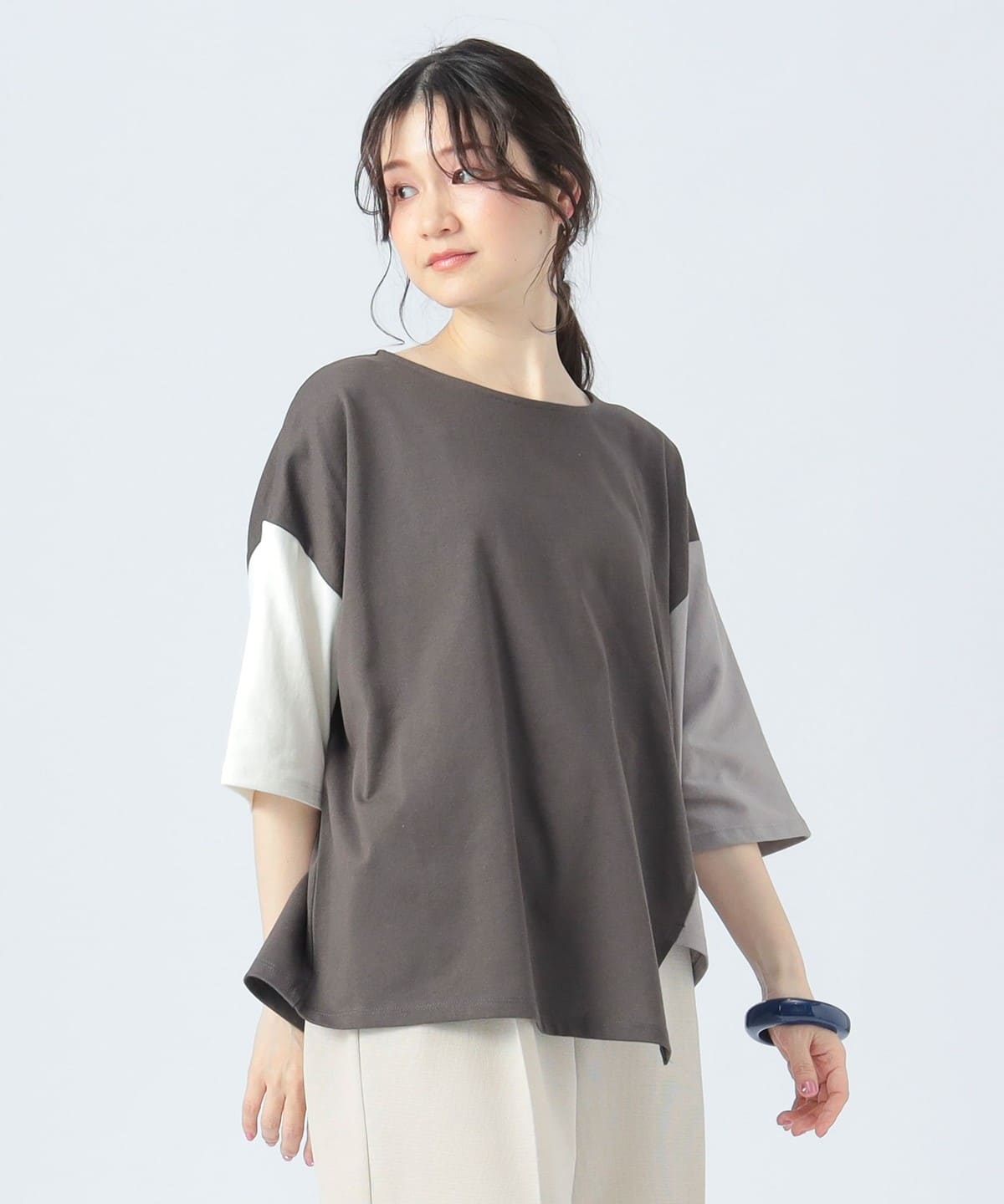 ビッグ ブロッキング プルオーバー Tシャツ・カットソー WOMEN CHARCOAL GREY ONE SIZE ビッグ ブロッキング プルオーバー Tシャツ・カットソー WOMEN CHARCOAL GREY ONE SIZE