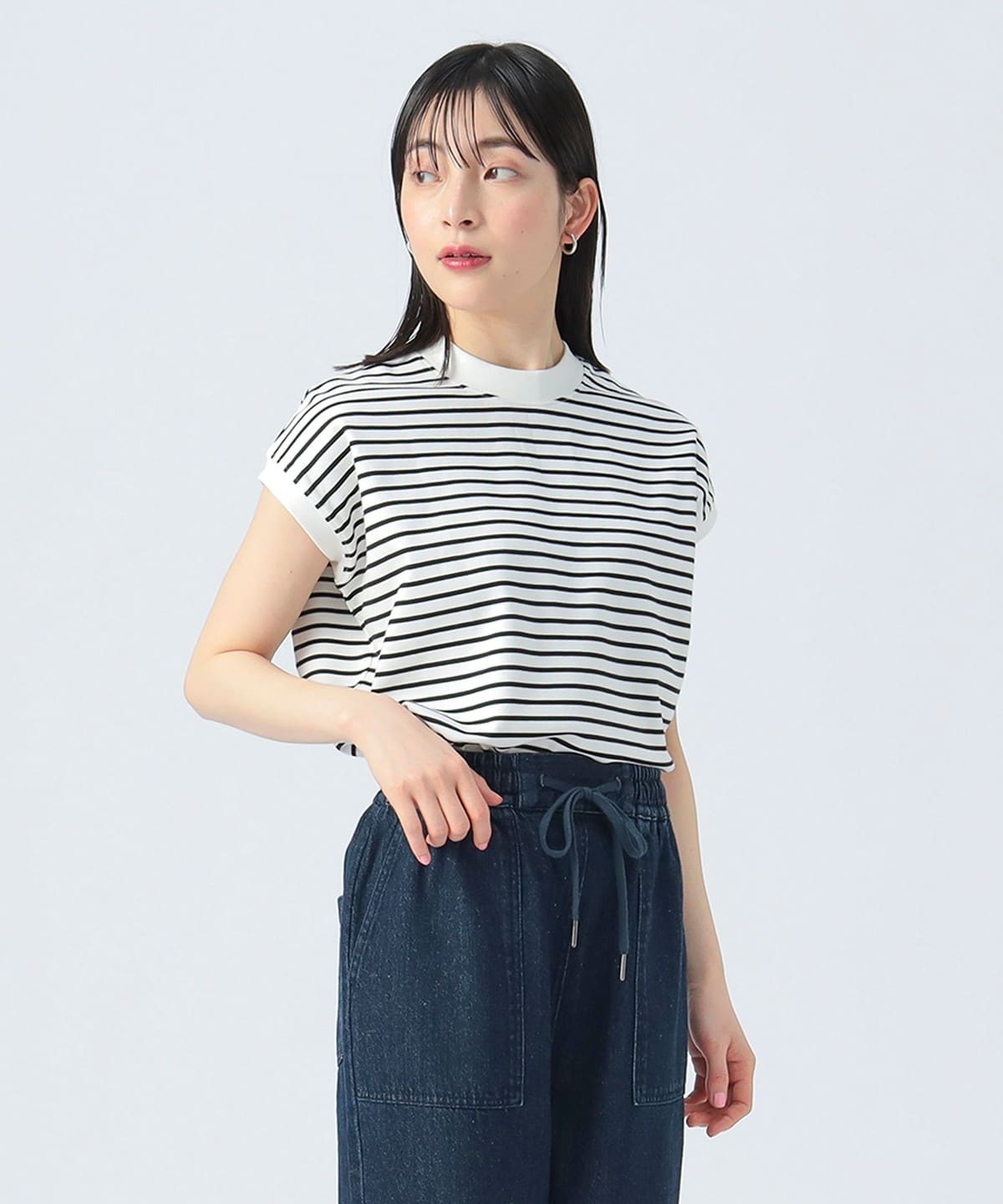 ハイネック フレンチプルオーバー Tシャツ・カットソー WOMEN BORDER ONE SIZE ハイネック フレンチプルオーバー Tシャツ・カットソー WOMEN BORDER ONE SIZE