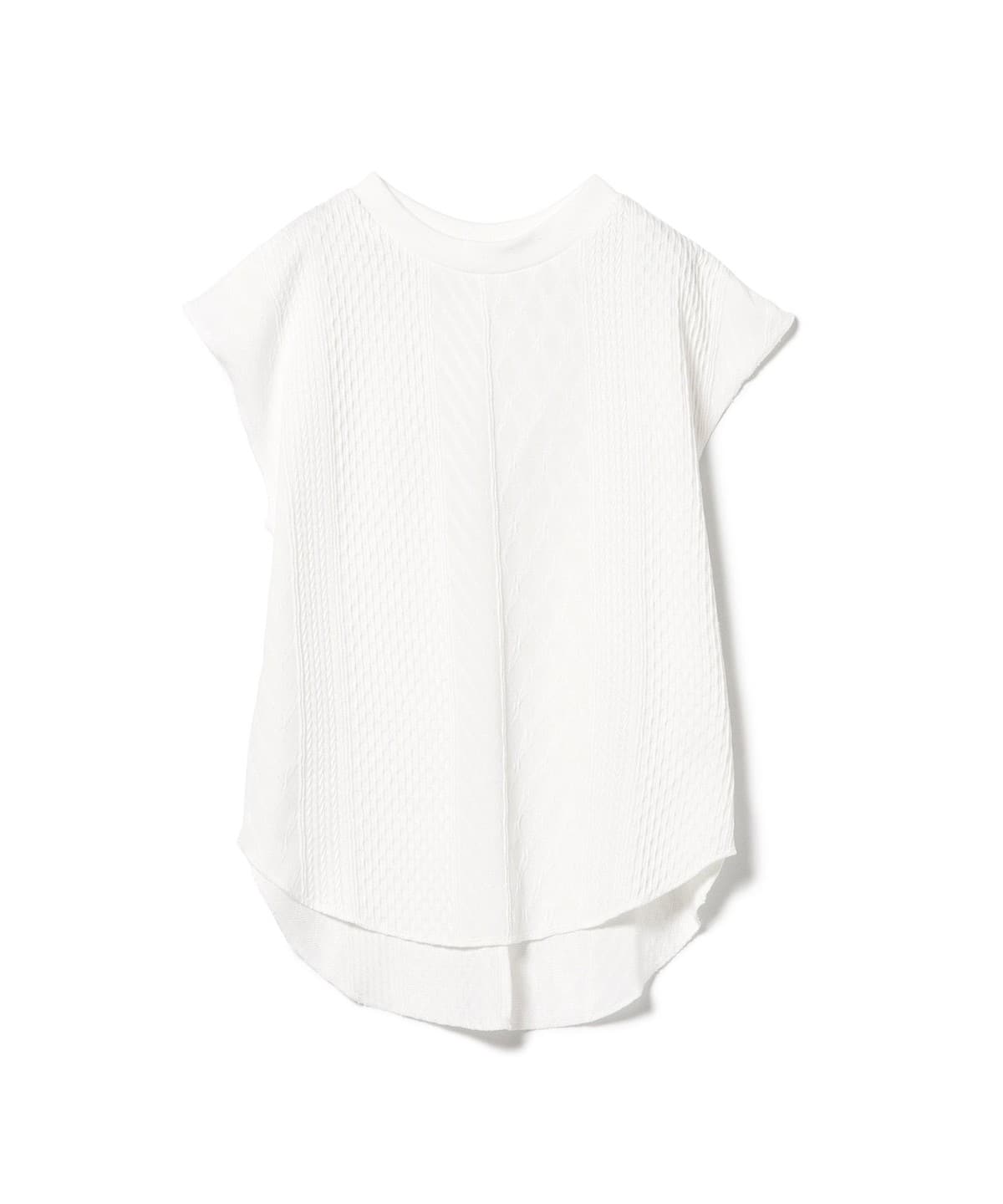 カットジャカード ノースリーブ プルオーバー Tシャツ・カットソー WOMEN OFF WHITE ONE SIZE カットジャカード ノースリーブ プルオーバー Tシャツ・カットソー WOMEN OFF WHITE ONE SIZE