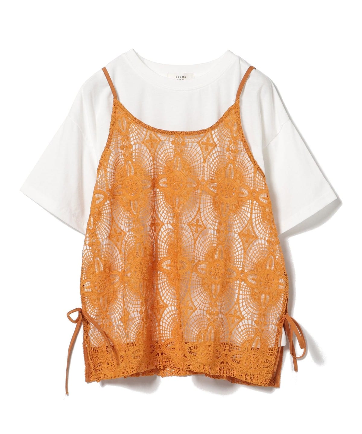 レースキャミソールビスチェ Tシャツ(セットアイテム) Tシャツ・カットソー WOMEN ORANGE ONE SIZE レースキャミソールビスチェ Tシャツ(セットアイテム) Tシャツ・カットソー WOMEN ORANGE ONE SIZE