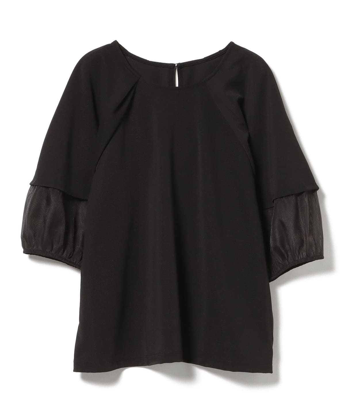 シアー切替 ランタンスリーブ プルオーバー Tシャツ・カットソー WOMEN BLACK ONE SIZE シアー切替 ランタンスリーブ プルオーバー Tシャツ・カットソー WOMEN BLACK ONE SIZE