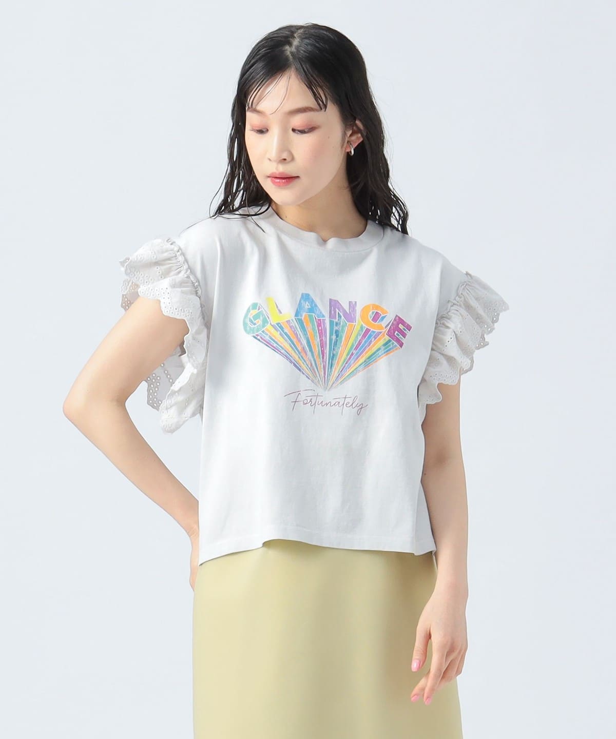 【7/17新規値下げ】袖レース プリント Tシャツ Tシャツ・カットソー WOMEN ICE GREY ONE SIZE 【7/17新規値下げ】袖レース プリント Tシャツ Tシャツ・カットソー WOMEN ICE GREY ONE SIZE