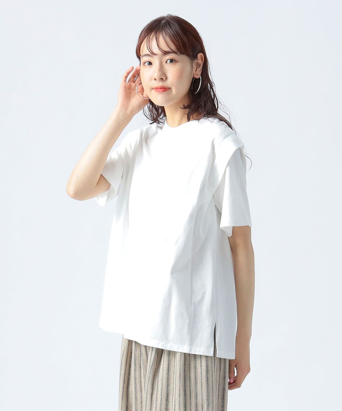 ショルダー タック プルオーバー Tシャツ・カットソー WOMEN OFF WHITE ONE SIZE ショルダー タック プルオーバー Tシャツ・カットソー WOMEN OFF WHITE ONE SIZE