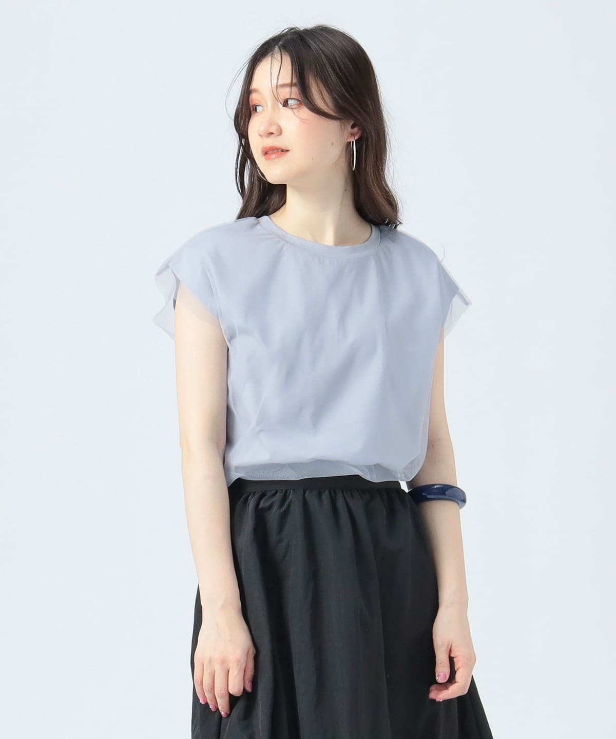 チュール フレンチ Tシャツ Tシャツ・カットソー WOMEN GREY ONE SIZE チュール フレンチ Tシャツ Tシャツ・カットソー WOMEN GREY ONE SIZE