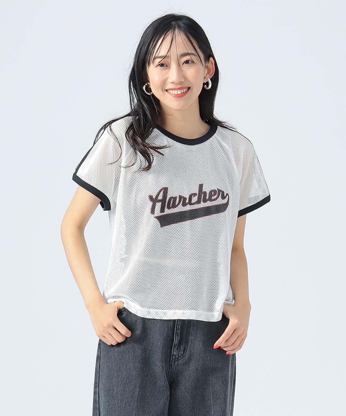 メッシュ カレッジ ロゴ Tシャツ Tシャツ・カットソー WOMEN OFF WHITE ONE SIZE メッシュ カレッジ ロゴ Tシャツ Tシャツ・カットソー WOMEN OFF WHITE ONE SIZE