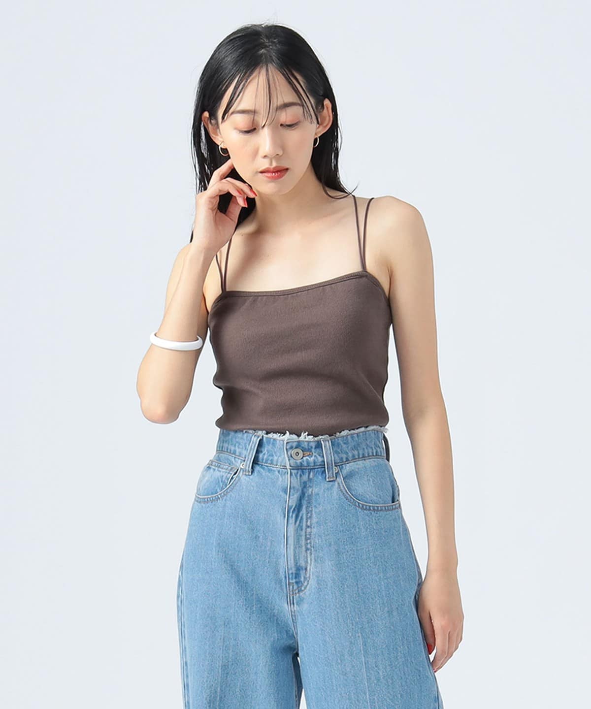 カップ付き キャミソール Tシャツ・カットソー WOMEN BROWN ONE SIZE カップ付き キャミソール Tシャツ・カットソー WOMEN BROWN ONE SIZE