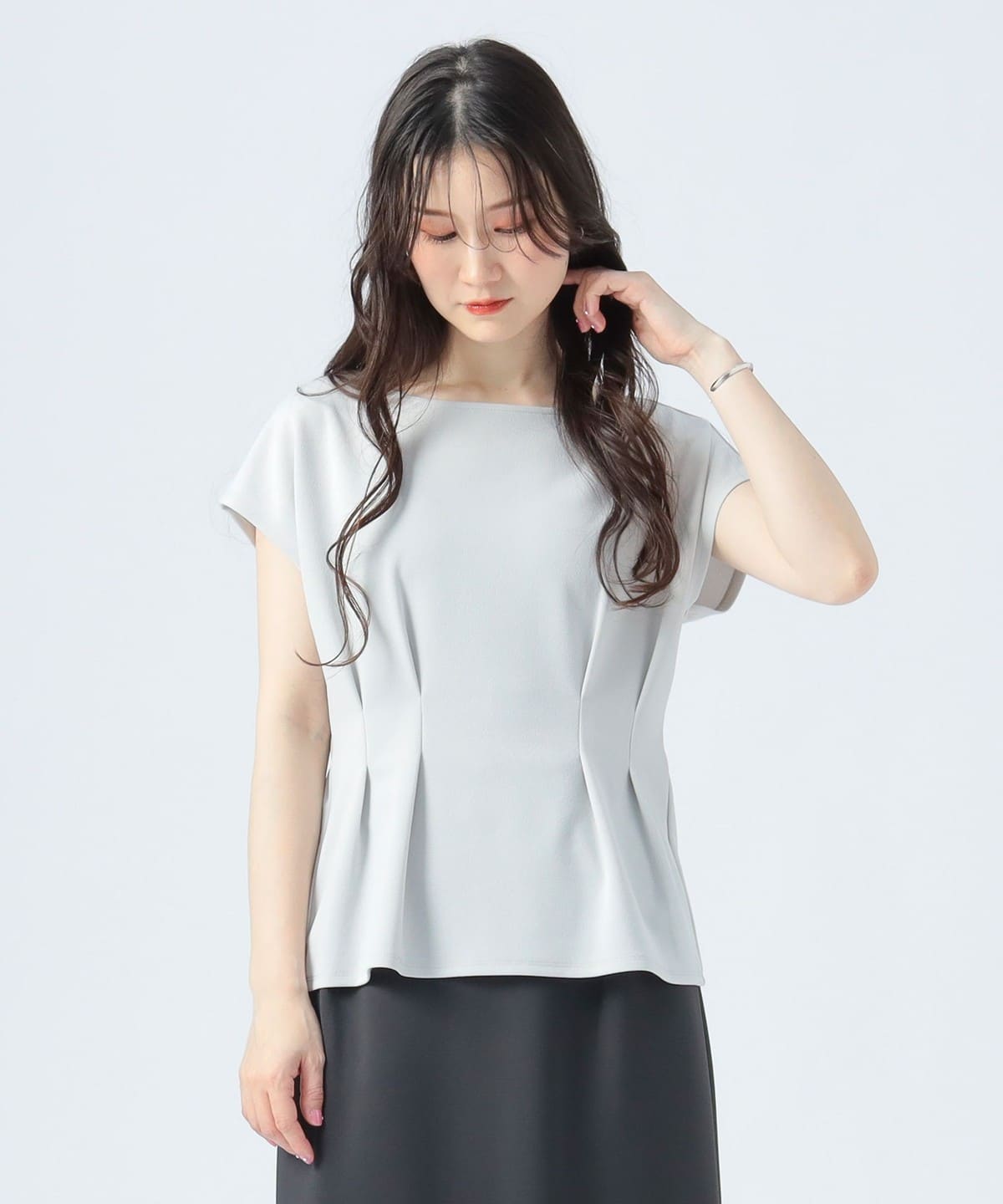 タック ペプラム プルオーバー Tシャツ・カットソー WOMEN ICE GREY ONE SIZE タック ペプラム プルオーバー Tシャツ・カットソー WOMEN ICE GREY ONE SIZE