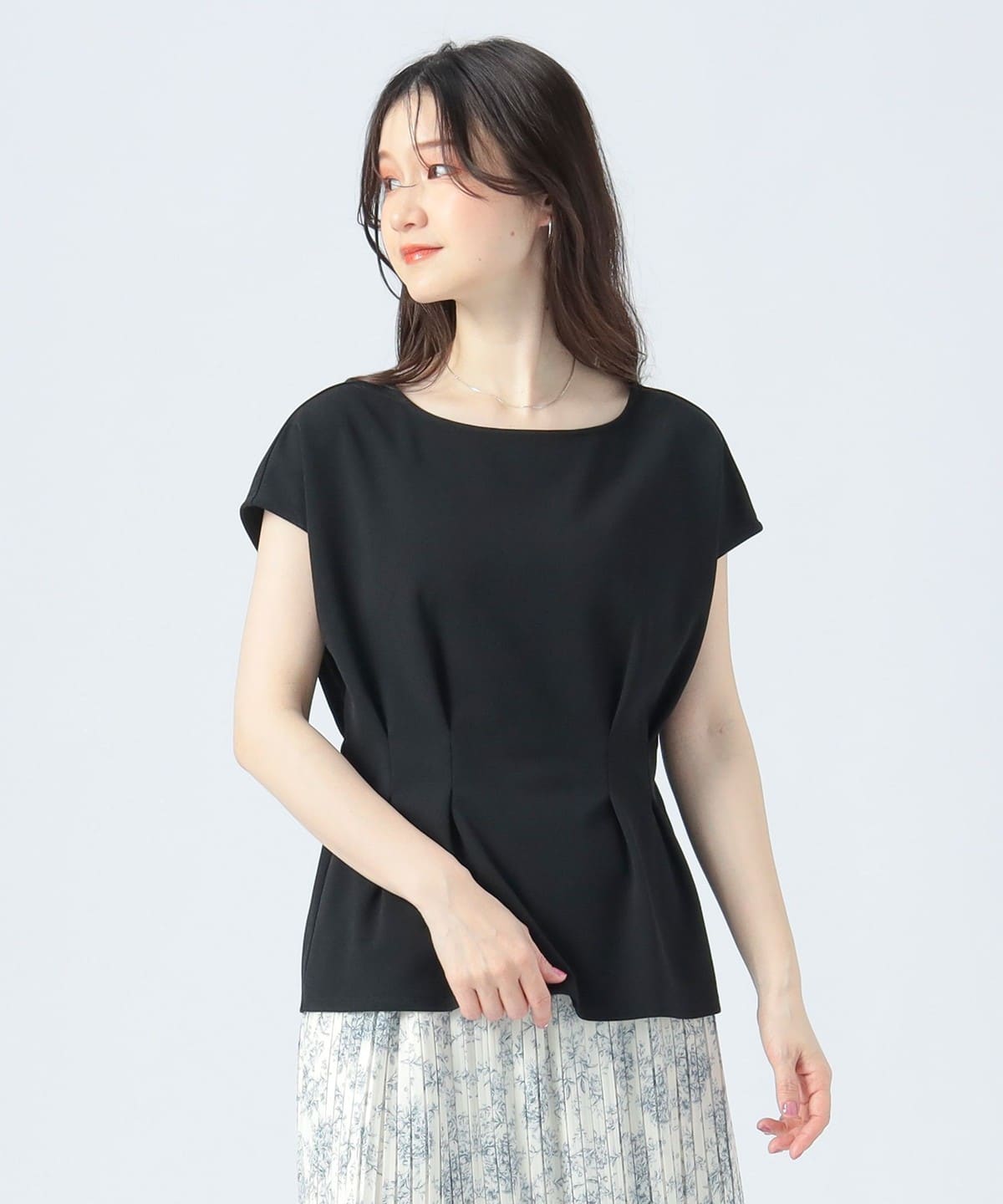 タック ペプラム プルオーバー Tシャツ・カットソー WOMEN BLACK ONE SIZE タック ペプラム プルオーバー Tシャツ・カットソー WOMEN BLACK ONE SIZE