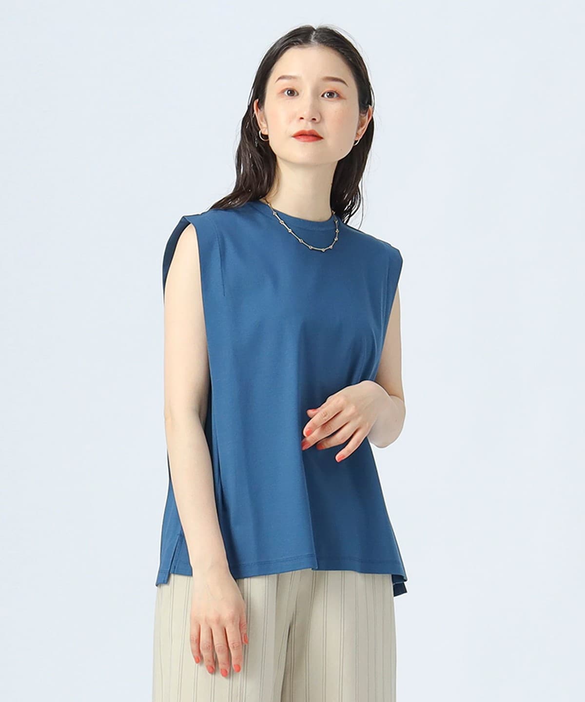 タック スリーブ プルオーバー Tシャツ・カットソー WOMEN BLUE ONE SIZE タック スリーブ プルオーバー Tシャツ・カットソー WOMEN BLUE ONE SIZE