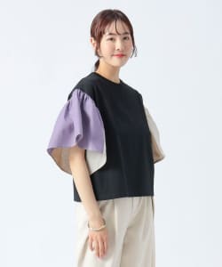 袖 フレア 配色 プルオーバー