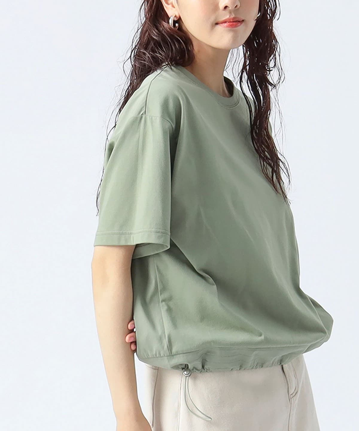 異素材 ドロスト プルオーバー Tシャツ・カットソー WOMEN LIGHT OLIVE ONE SIZE 異素材 ドロスト プルオーバー Tシャツ・カットソー WOMEN LIGHT OLIVE ONE SIZE