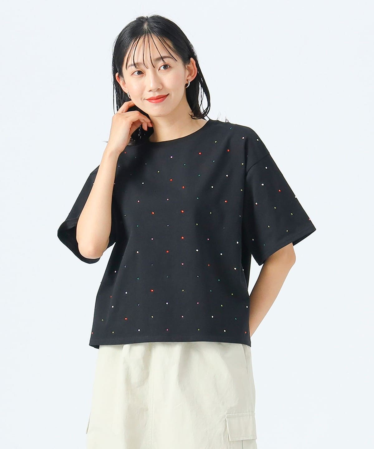 カラフル ホット フィックス Tシャツ Tシャツ・カットソー WOMEN BLACK ONE SIZE カラフル ホット フィックス Tシャツ Tシャツ・カットソー WOMEN BLACK ONE SIZE