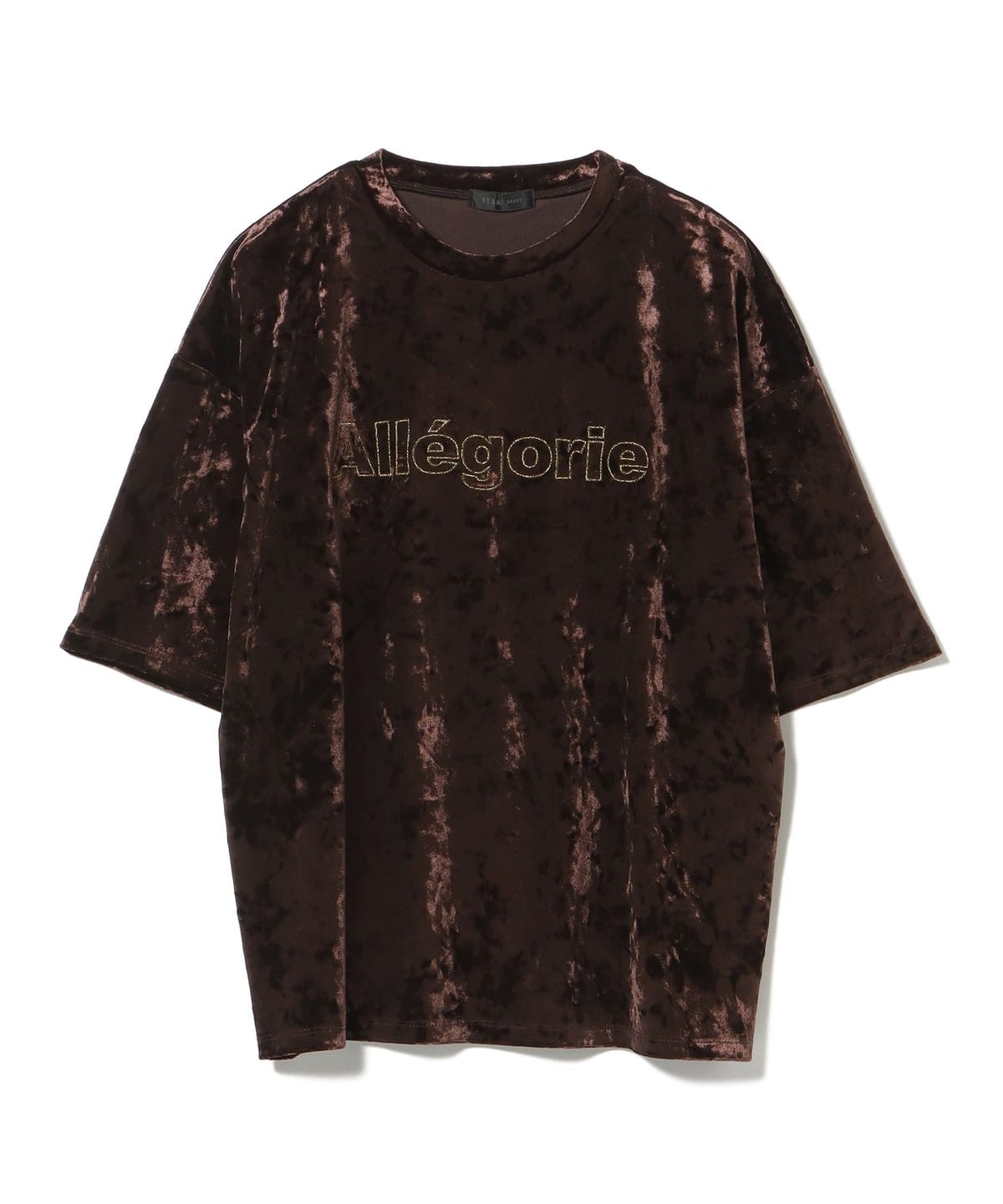 刺繍ロゴ ベロア Tシャツ Tシャツ・カットソー WOMEN BROWN ONE SIZE 刺繍ロゴ ベロア Tシャツ Tシャツ・カットソー WOMEN BROWN ONE SIZE