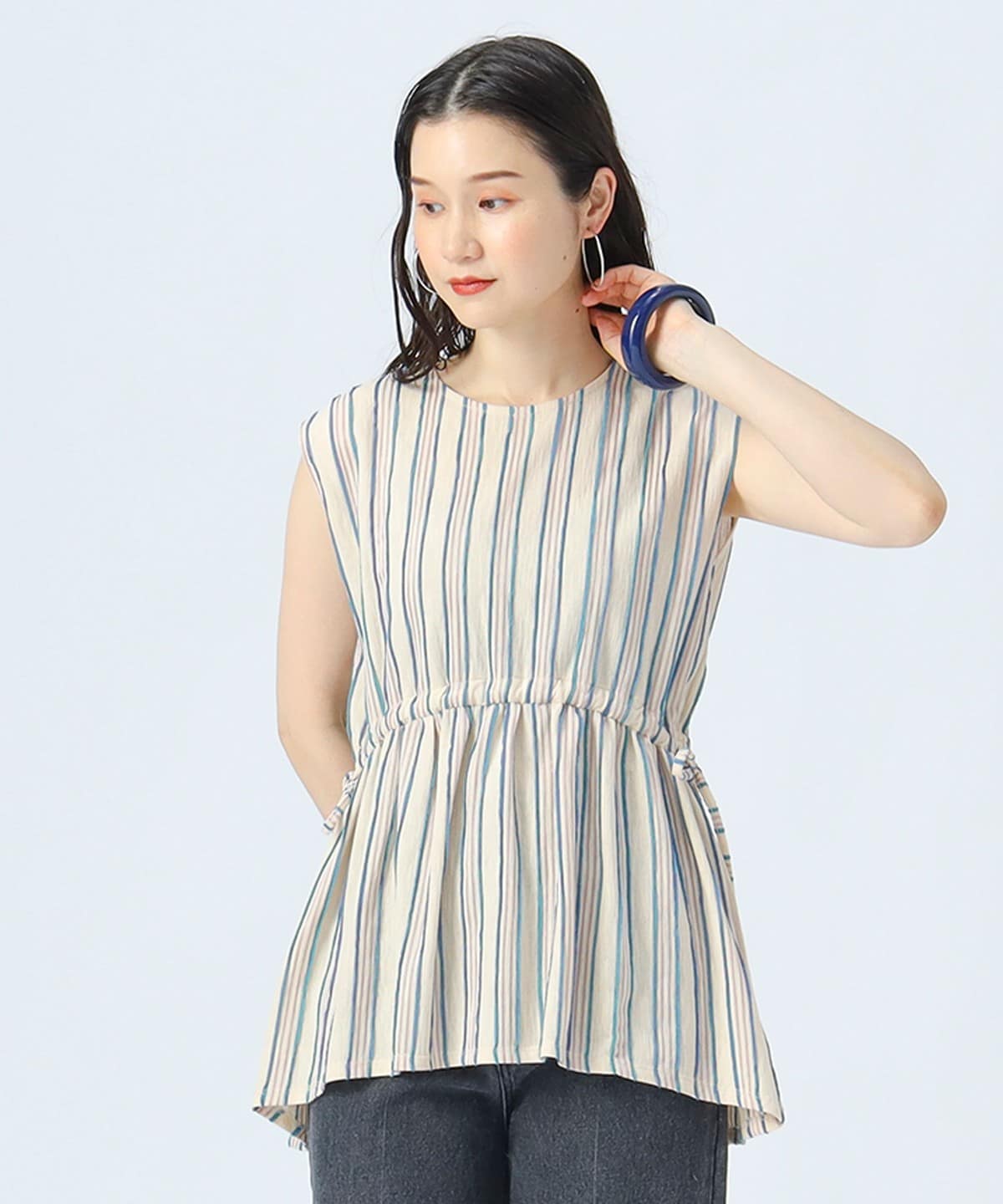 ストライプ ジャカード プルオーバー Tシャツ・カットソー WOMEN IVORY ONE SIZE ストライプ ジャカード プルオーバー Tシャツ・カットソー WOMEN IVORY ONE SIZE