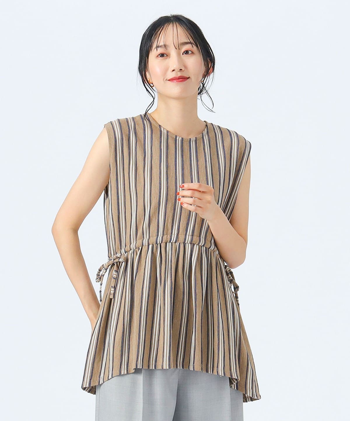 ストライプ ジャカード プルオーバー Tシャツ・カットソー WOMEN BROWN ONE SIZE ストライプ ジャカード プルオーバー Tシャツ・カットソー WOMEN BROWN ONE SIZE