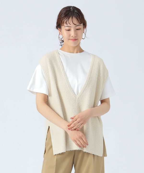 美品　Haversack ニットベスト BEAMS HEART（ビームス ハート）Vネック ニット ベスト × T