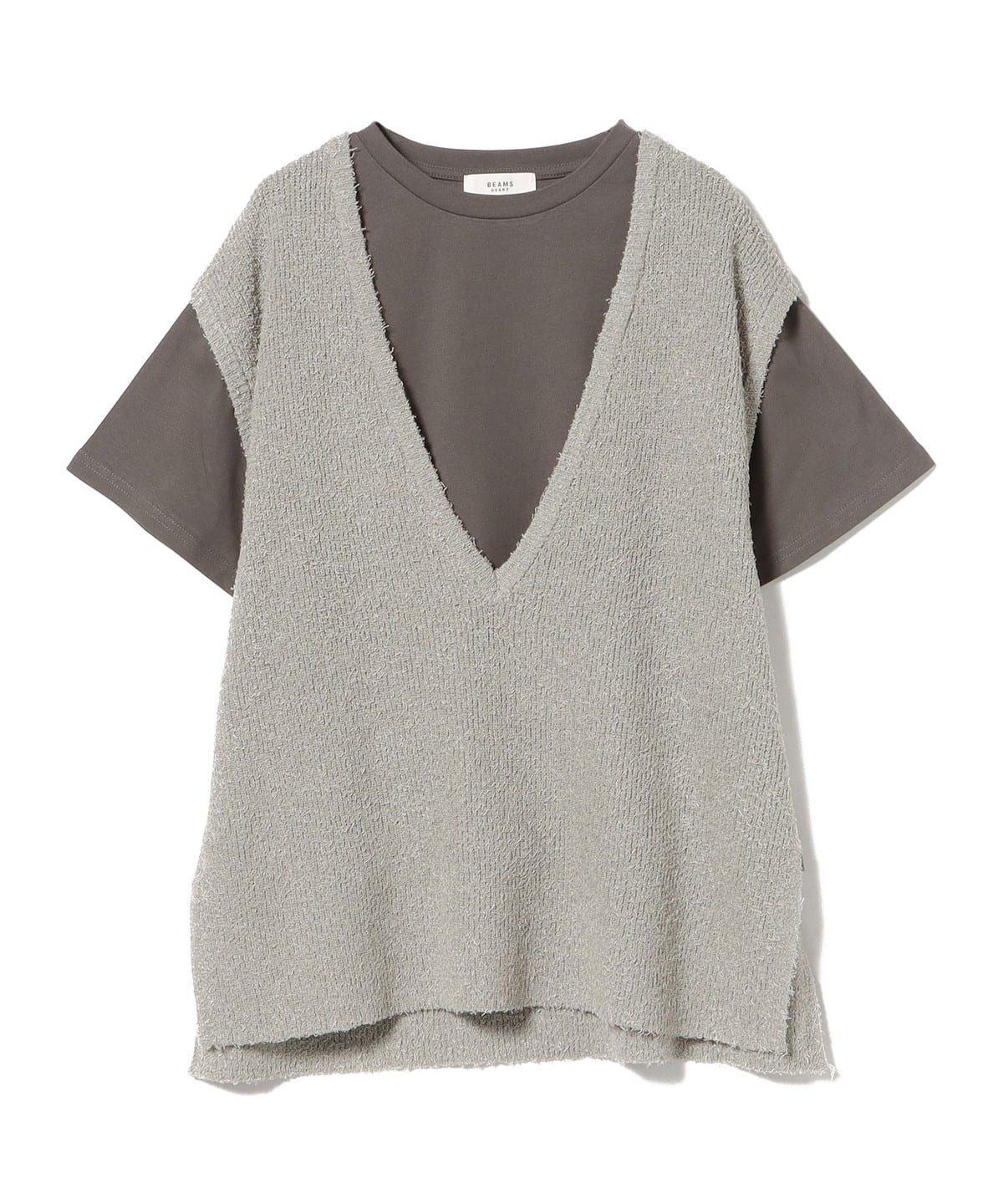 BEAMS HEART（ビームス ハート）Vネック ニット ベスト × Tシャツ