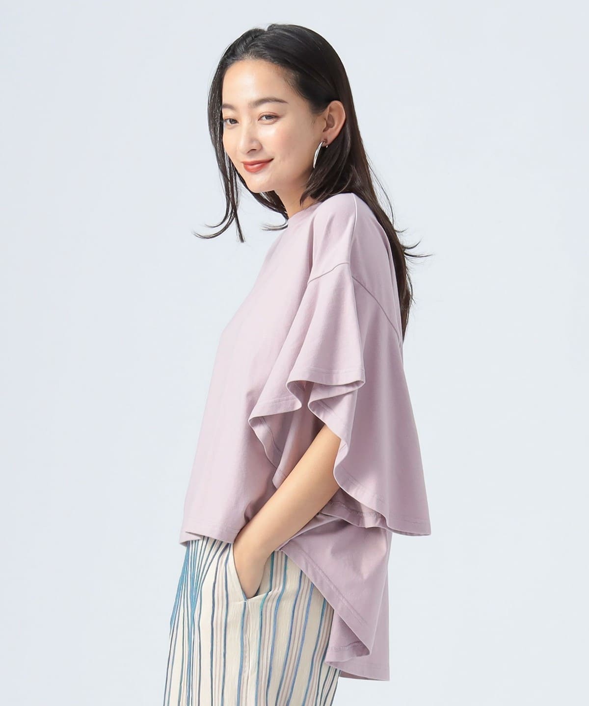 フリル フリル フリル プルオーバー Tシャツ・カットソー WOMEN GRAYISH PINK ONE SIZE