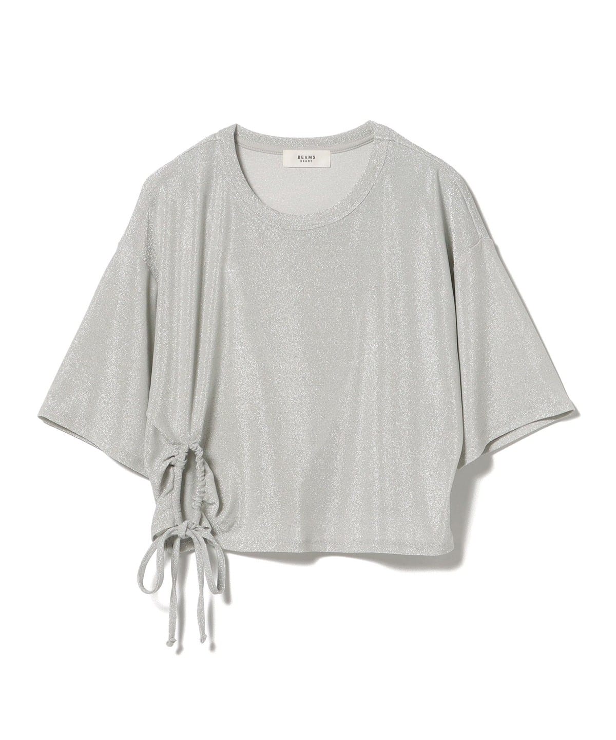 スリット シャーリング ラメ プルオーバー Tシャツ・カットソー WOMEN SILVER ONE SIZE スリット シャーリング ラメ プルオーバー Tシャツ・カットソー WOMEN SILVER ONE SIZE