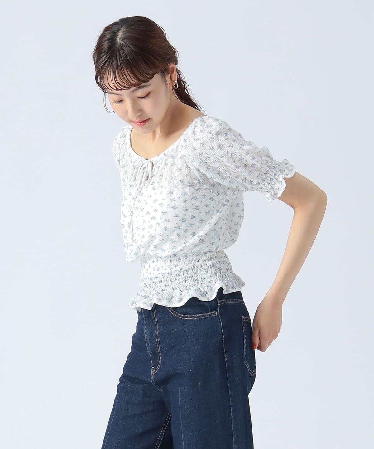 2WAY フラワー プリント プルオーバー シャツ・ブラウス WOMEN OFF WHITE ONE SIZE