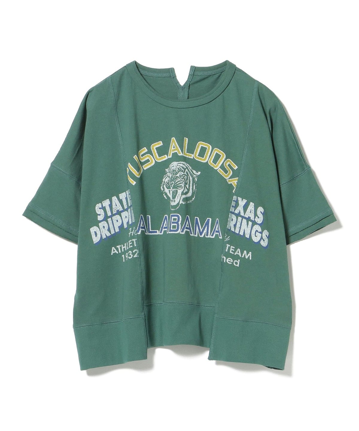 リメイク風 プリント Tシャツ Tシャツ・カットソー WOMEN GREEN ONE SIZE リメイク風 プリント Tシャツ Tシャツ・カットソー WOMEN GREEN ONE SIZE