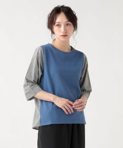 【+10%ポイントUP】ワッフル × ストライプ プルオーバー