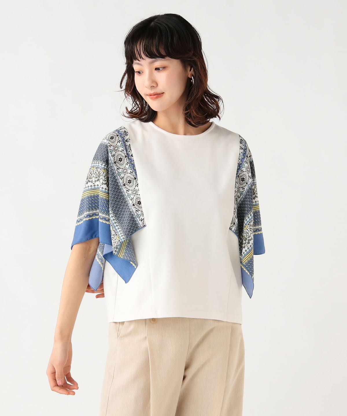 BEAMS HEART（ビームス ハート）袖 スカーフ プルオーバー（Tシャツ 
