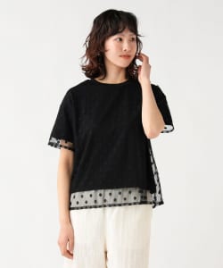 無地 カットソー × チュール Tシャツ