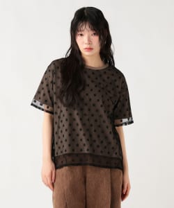 無地 カットソー × チュール Tシャツ