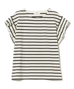 袖タック ボーダー プルオーバー