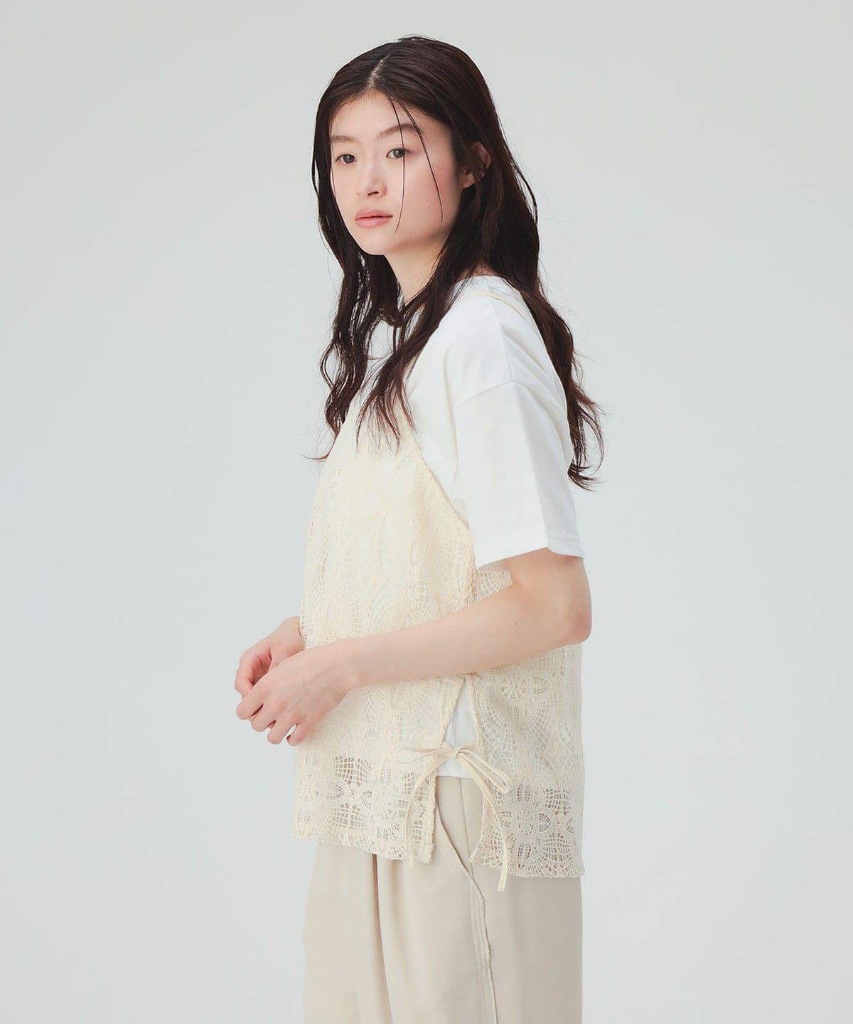 BEAMS HEART（ビームス ハート）レースビスチェ × Tシャツ（セット