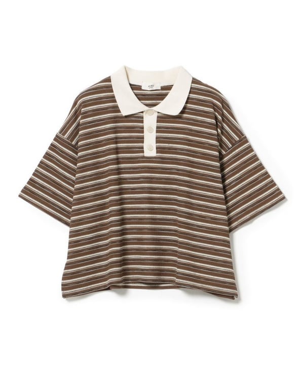 Waffle Border Polo Shirt BROW N②