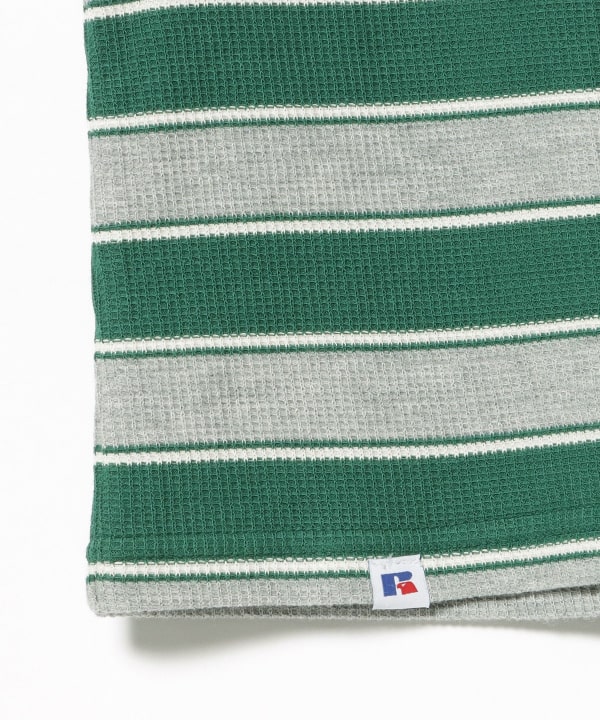 【10%OFFクーポン対象】【EXCLUSIVE】RUSSELL ATHLETIC / ワッフル ボーダー ノースリーブ Tシャツ