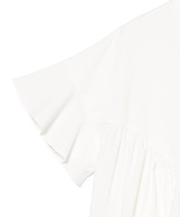 Frilled hem gathered T-shirt
