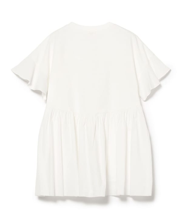 Frilled hem gathered T-shirt