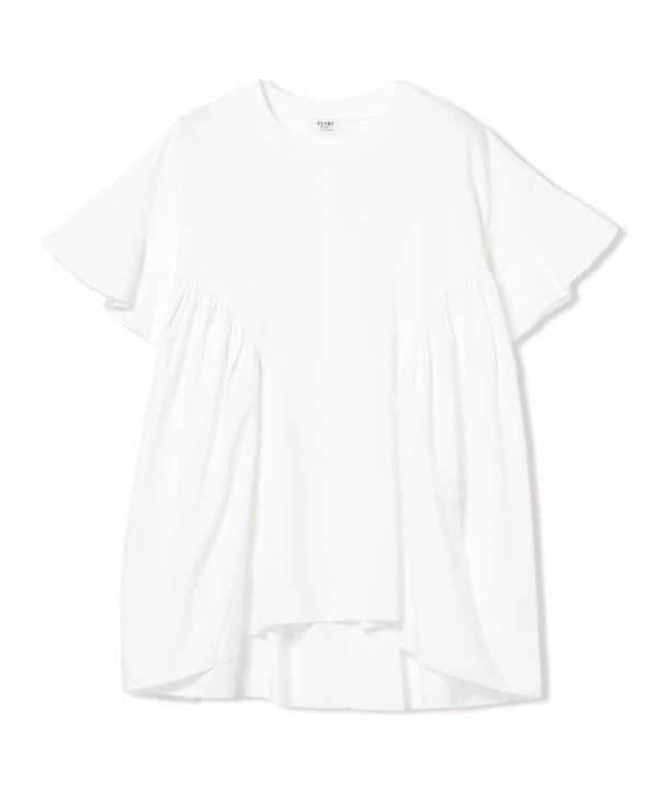 Frilled hem gathered T-shirt