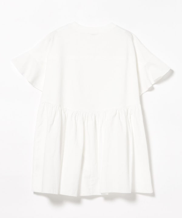 Frilled hem gathered T-shirt