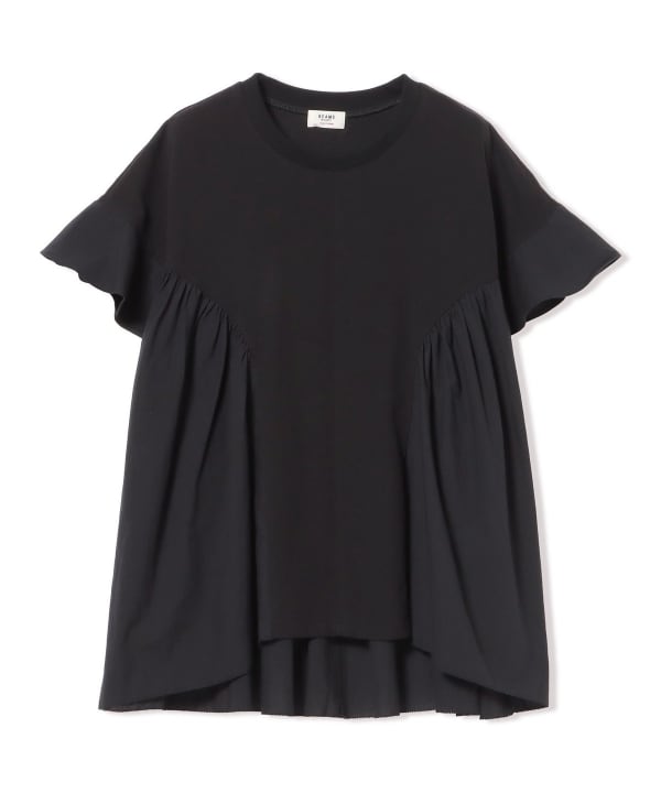 Frilled hem gathered T-shirt
