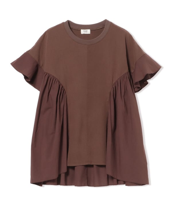 Frilled hem gathered T-shirt