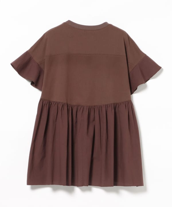 Frilled hem gathered T-shirt
