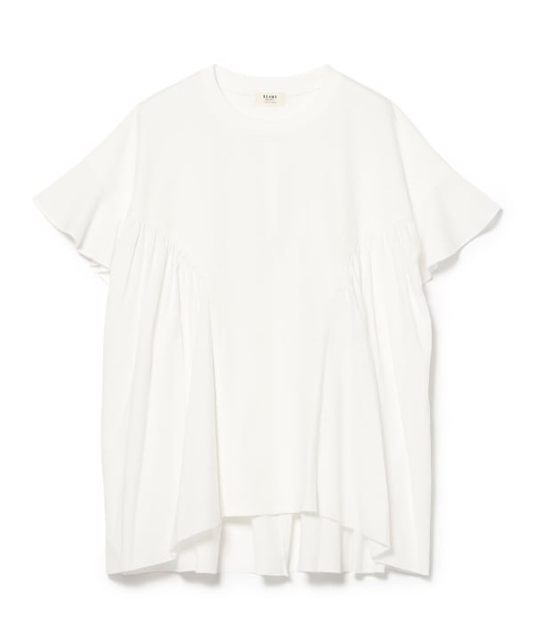 Frilled hem gathered T-shirt