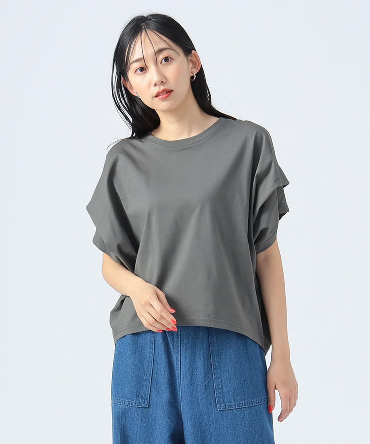 ビッグタック プルオーバー Tシャツ・カットソー WOMEN CHARCOAL GREY ONE SIZE ビッグタック プルオーバー Tシャツ・カットソー WOMEN CHARCOAL GREY ONE SIZE