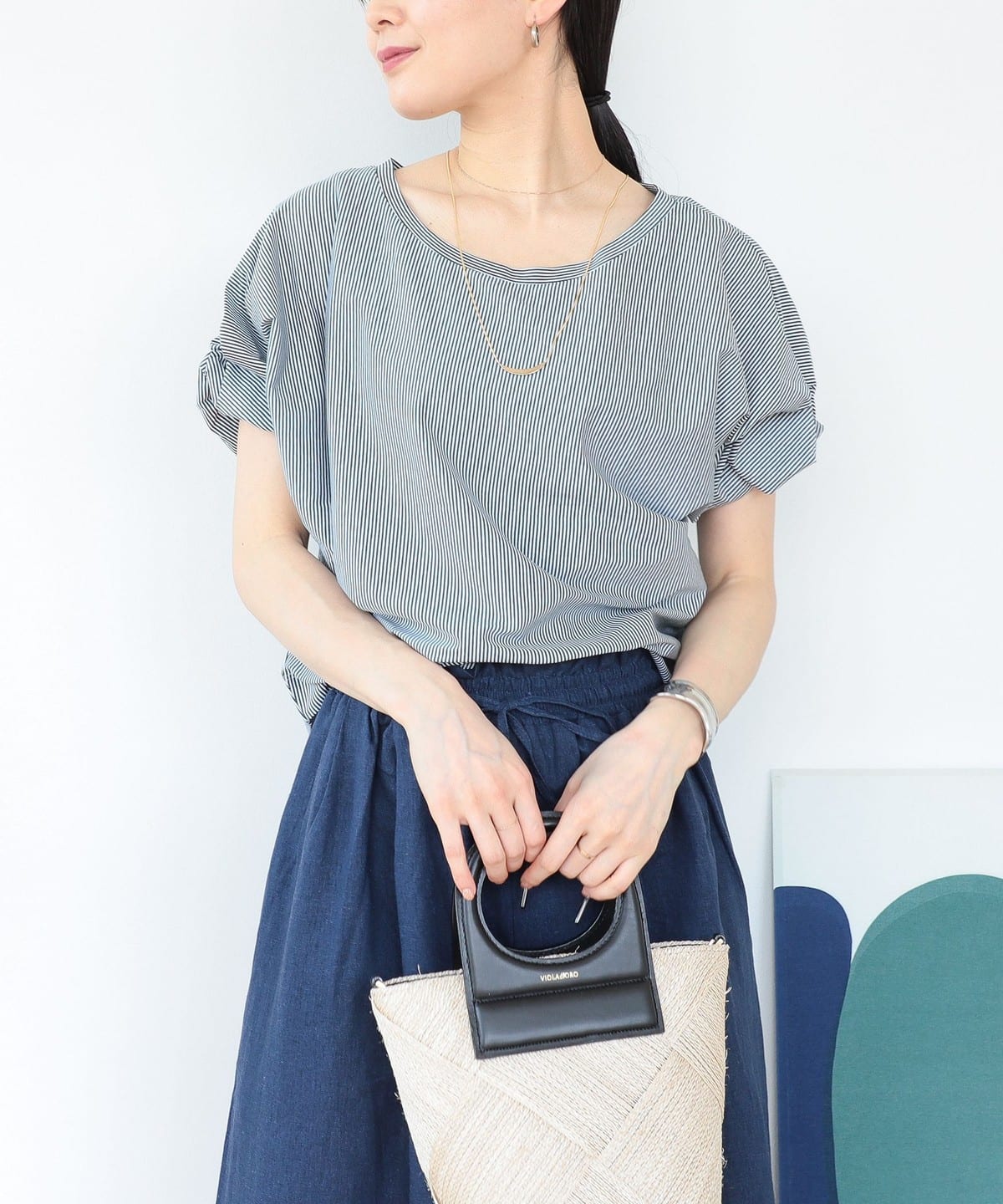 ツイストスリーブ プルオーバー Tシャツ・カットソー WOMEN 【WEB限定】DARK GREEN STRIPE ONE SIZE ツイストスリーブ プルオーバー Tシャツ・カットソー WOMEN 【WEB限定】DARK GREEN STRIPE ONE SIZE