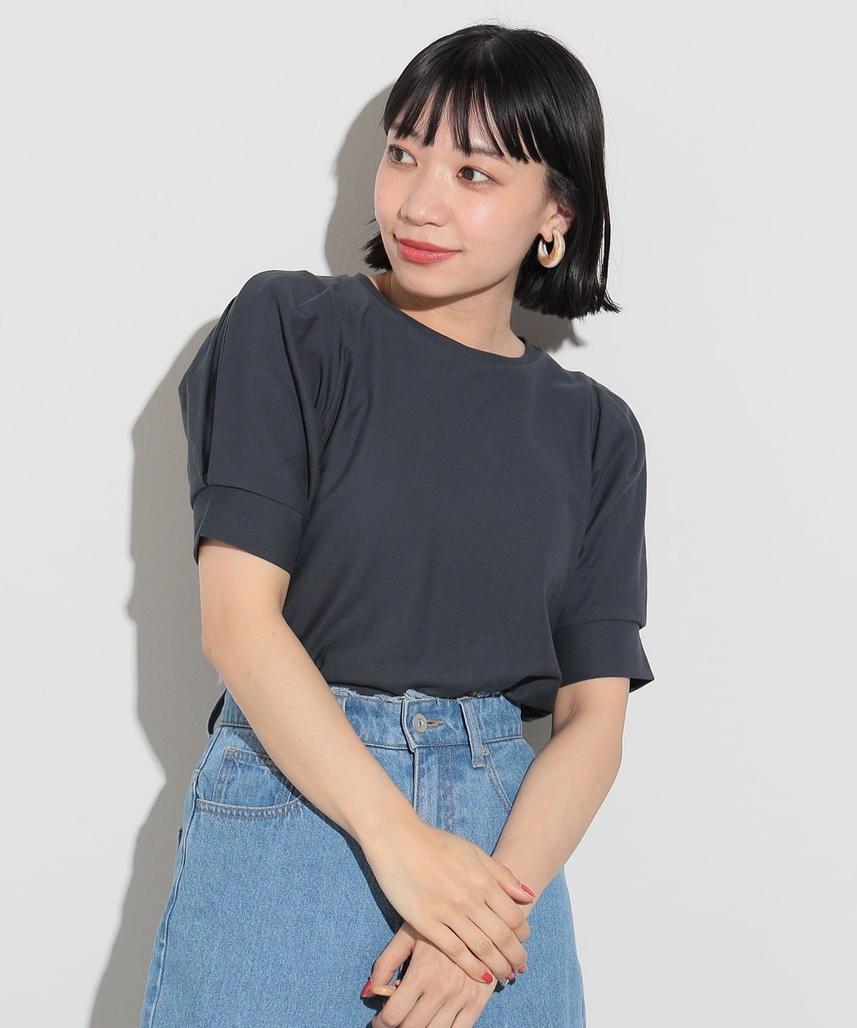 タックスリーブ プルオーバー Tシャツ・カットソー WOMEN NAVY ONE SIZE タックスリーブ プルオーバー Tシャツ・カットソー WOMEN NAVY ONE SIZE