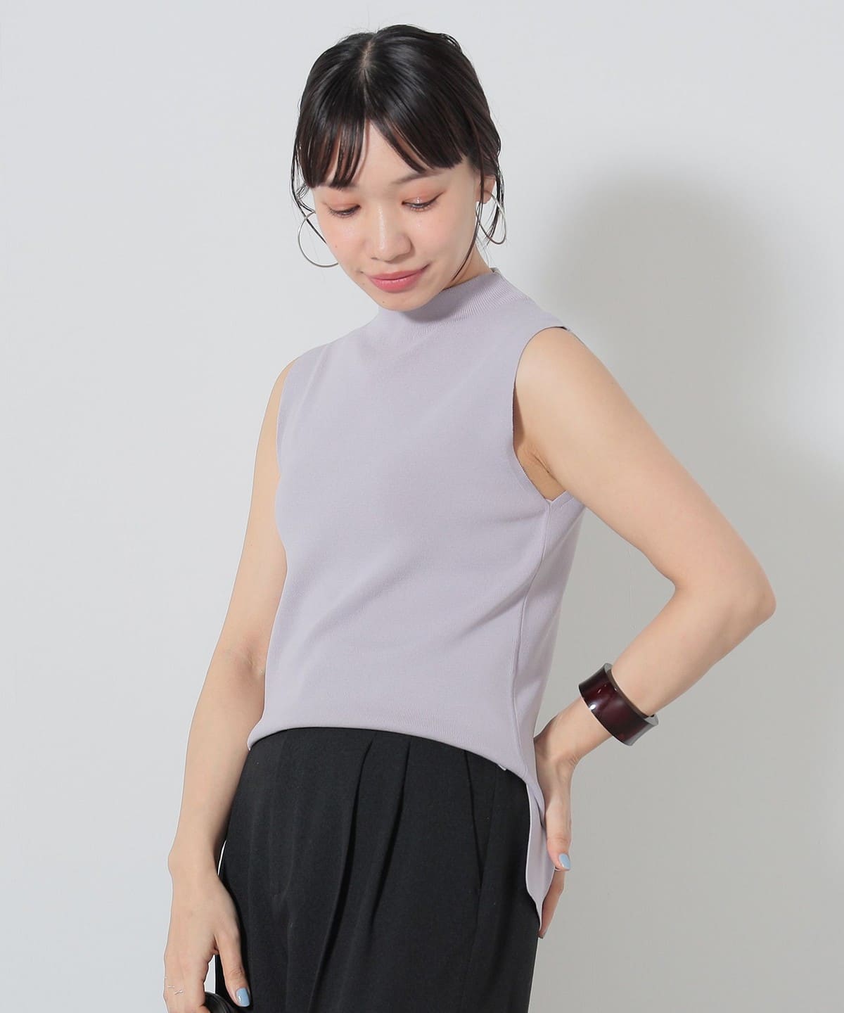 ノースリーブ ハイネック プルオーバー トップス WOMEN LILAC ONE SIZE ノースリーブ ハイネック プルオーバー トップス WOMEN LILAC ONE SIZE