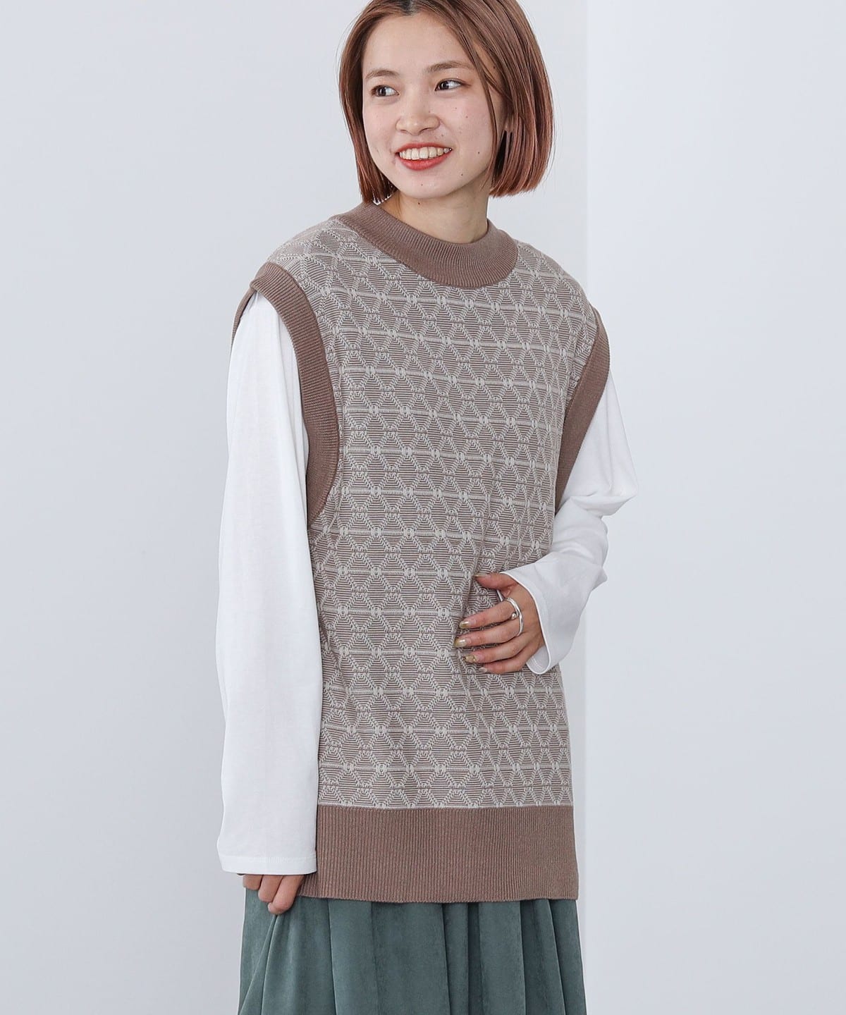 ジャカード ニットベスト セット トップス WOMEN MOCHA ONE SIZE ジャカード ニットベスト セット トップス WOMEN MOCHA ONE SIZE