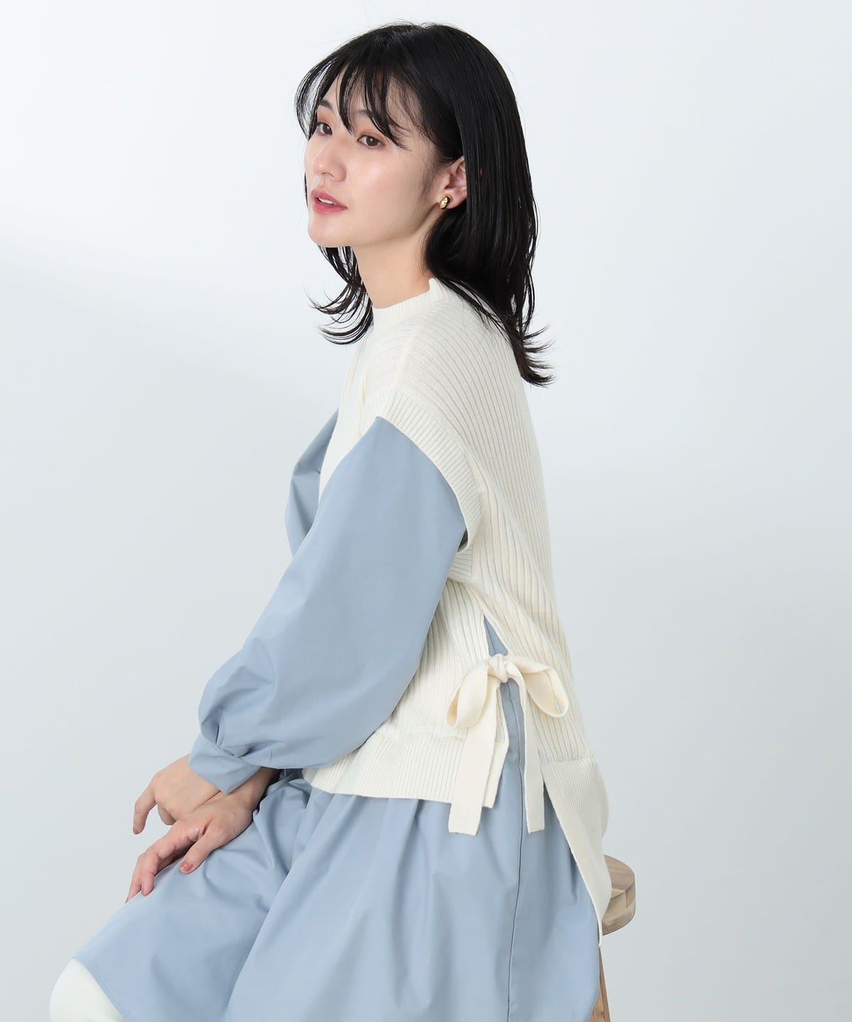 ベスト ドッキング シャツ シャツ・ブラウス WOMEN IVORY×SAX ONE SIZE ベスト ドッキング シャツ シャツ・ブラウス WOMEN IVORY×SAX ONE SIZE
