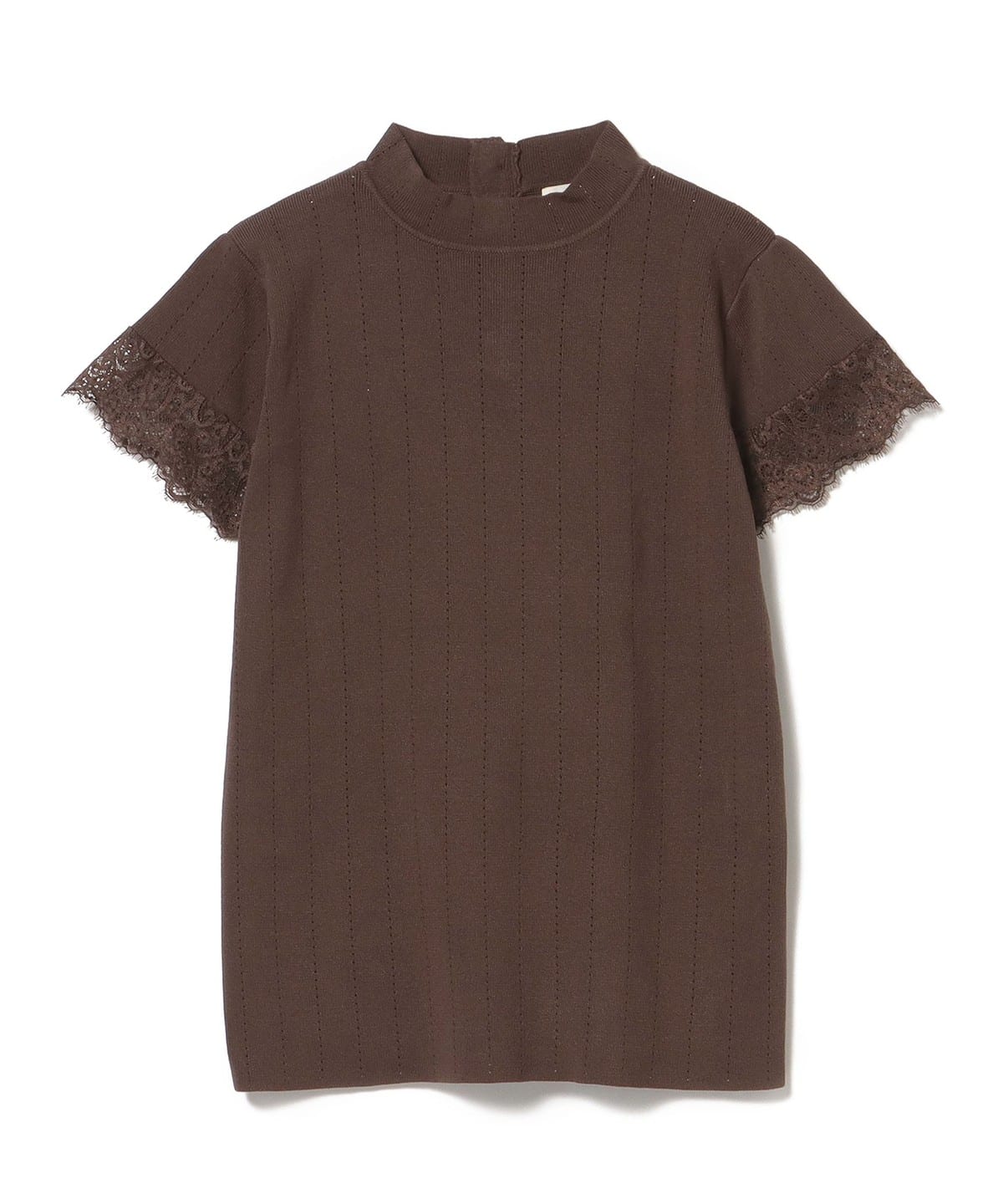 袖レース ハイネック サマーニット トップス WOMEN BROWN ONE SIZE 袖レース ハイネック サマーニット トップス WOMEN BROWN ONE SIZE